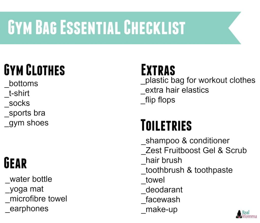 gym bag essential checklist