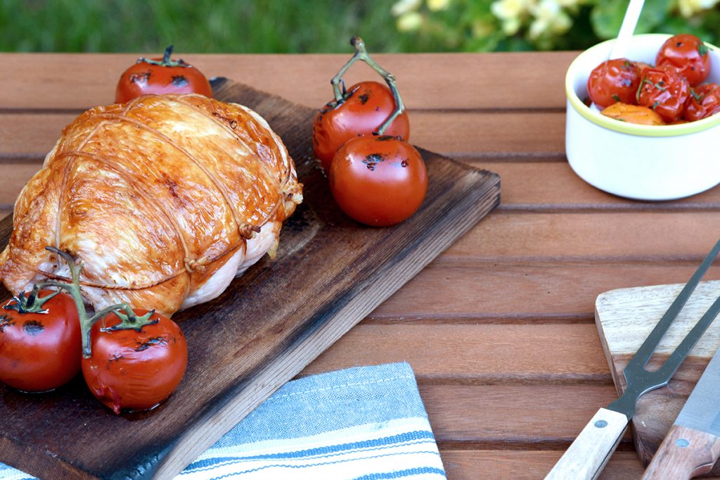 Cedar Plank Grilled Turkey Breast Roast with Charred Tomato Salsa Recipe