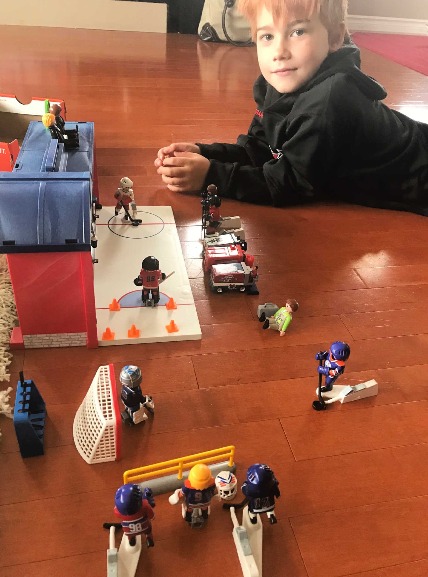 Dustin and the Playmobil NHL Take Along Arena